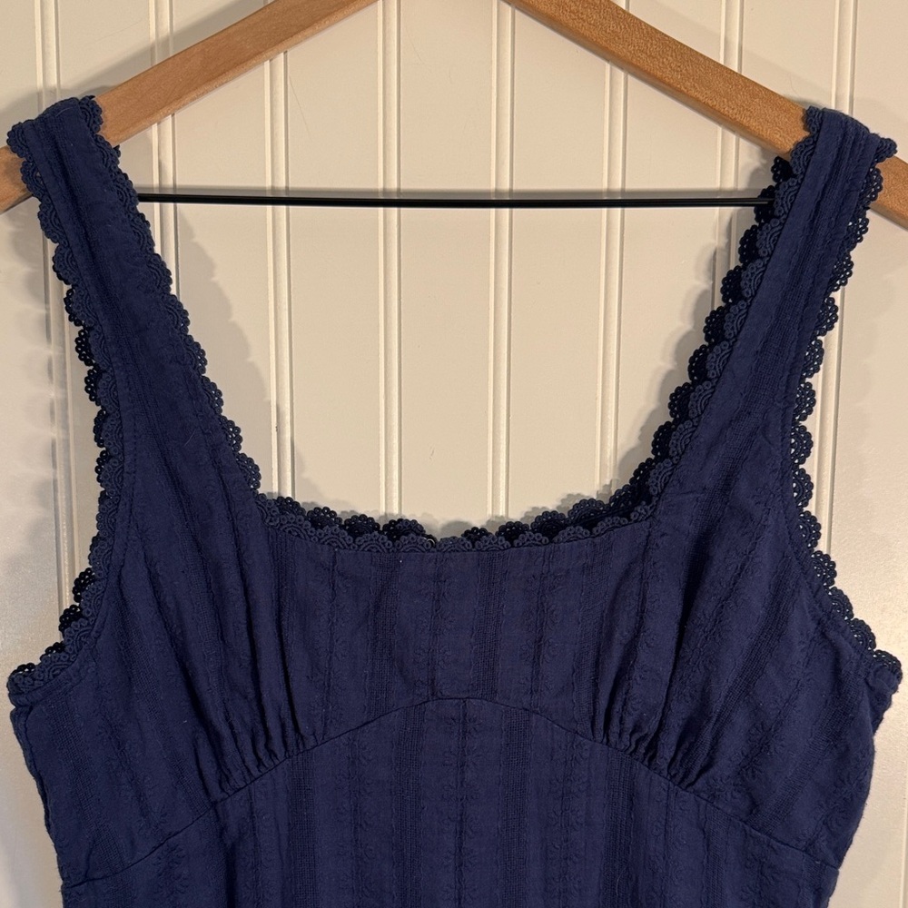 Princess Polly Dasha Mini Dress Navy Blue Lace Trim 100% Cotton Size 10 - Picture 4 of 14